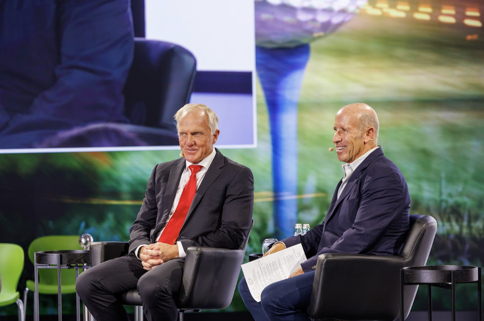 Greg Norman and Barry Sternlicht at FII Priority in Miami, produced by Richard Attias & Associates